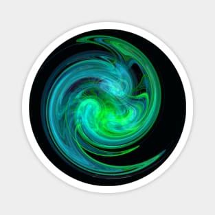 AQUA BLUE GREEN LIGHT VORTEX Fractal Swirl In Black Magnet